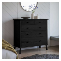 Scandi Style Solid Mindy Ash Charcoal Black Chest of 5 Drawers 95.5x98cm