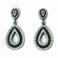 Tear Drop Hole Earring Mint Alabaster