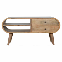 Industrial Style Mango Wood And Brass London 2 Drawer 2 Open Slot Media Unit 44 x 90cm