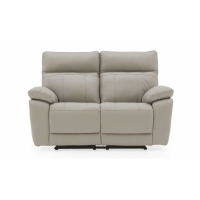 Positano Modern Light Grey Leather 2 Seater Recliner Sofa 98x150cm