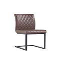 Industrial Metal And Brown PU Leather Upholstered Dining Room Carver Chair 90 x 50cm