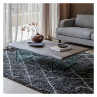 Modern Style Acacia Wood And Tempered Glass Rectangular Coffee Table 35 x 140cm
