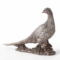 Antique Silver Cock Pheasant Ornament