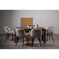 Modern Turin Dark Oak 165 to 225cm Extending Dining Table Set 6 Dali Grey Fabric Chairs