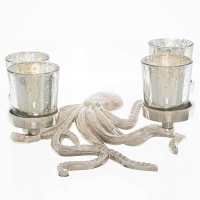 Silver Octopus Four Tealight Holder