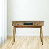 Oak Finish 2 Drawer Office Writing Desk With Open Slot In Solid Mango Wood 78 x 115cm
