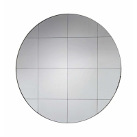 Modern Style Silver Finish Large Round Wall Mirror With Grids 100cm Diameter