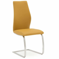 Elis Modern Pumpkin Orange Faux Leather Dining Chair on Steel Chrome Cantilever Legs