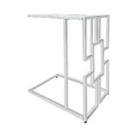 Geo Silver Chrome Glass Top Sofa Table
