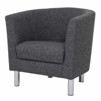 Modern Dark Grey Fabric Upholstery Armchair on Chrome Metal Legs