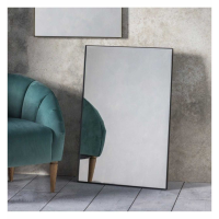 Simple Modern Black Finish Metal Framed Rectangular Wall Mirror 90x60cm