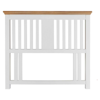 White Painted Oak Top Double Divan Bed Slatted Headboard 135cm Wide