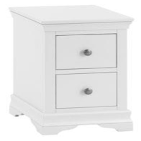 Traditional French Style Wood White Painted Medium 2 Drawer Bedside Cabinet 55x36cm