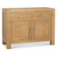 Turin Light Oak Narrow 2 Door 2 Drawer Sideboard Buffet Storage Cabinet 100cm Wide x 82cm Tall