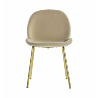 Modern Flanagan Gold Finish Oatmeal Velvet Upholstered Dining Chair (2pk) 81.5 x 53cm