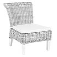 Wicker Chair Including Cushion White Wash