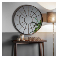 Industrial Style Sunburst Pattern Bronze Chic Effect Round Wall Mirror 100.5 Diameter