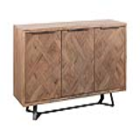 Modern Aged Grey Oak Wood 3 Door Sideboard Cabinet Buffet Parquet Front 80 x 150cm