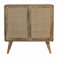 Nordic Style Mango Wood And Brass 2 Door Woven Sideboard With Storage Cabinet 80x180cm