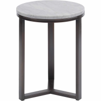 Fitzroy Pale Grey Carrara Marble and Bronze Powder Coated Round Side Table 40cm Dia