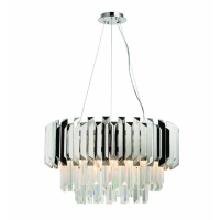 Stunning Clear Glass 6 Light Chrome Top And Crystal Base Ceiling Chandelier 190x67cm