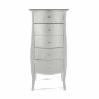 The Alchemist New Silver Gilt Leaf Tall Boy Slim Chest of 5 Drawers