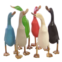 Hand Made Natural Wooden Painted Duck Ornament Various Colours