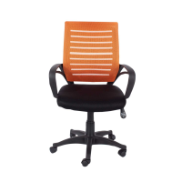 Loft Home Office Armed Chair, Orange Mesh Back, Black Fabric Seat And Black Base