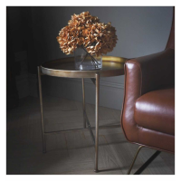 Modern Style Round Two Tone Pin Metal Legs Folding Side Table in Tray Top 61x38.5cm