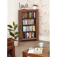 Walnut Open DVD CD Media Storage Open Shelf Display Unit Dark Wood Finish