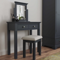 Midnight Grey Painted 2 Drawer Bedroom Dressing Table Desk Console Table