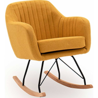 Katell Modern Mustard Yellow Fabric Solid Back Compact Rocking Chair 75x61x78cm