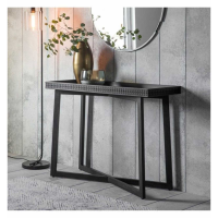 Matt Black Charcoal Finish Boutique Wooden Console Hall Table Tray Style Top