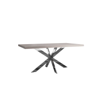 1.8m Large Kitchen Dining Room Table Silver Grey Oak Chrome Effect Legs