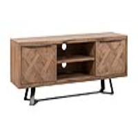 Modern Oak 2 Door TV Cabinet With Shelf And Gunmetal Grey Angular Legs 50 x 140cm