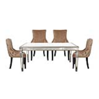 Apollo Champagne Dining Set With 4 Tufted Back Champagne Chairs