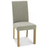Light Oak Square Back Kitchen Dining Room Chair Silver Grey Fabric Upholstery