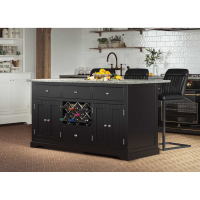 Black Kitchen Island With Grey Granite Worktop