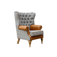 Wrap Around Button Back Wing Chair