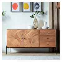 Modern Style Oklahoma Acacia Wood Living Room 2 Door 3 Drawer Sideboard 75x153cm