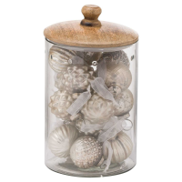 Set Of 18 Silver Hanging Decorations In Display Jar
