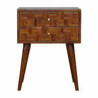 Modern Chestnut 2 Assorted Pattern Drawer Front Bedroom Bedside Cabinet 57x45cm