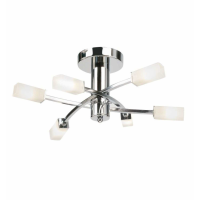 Modern Polished Chrome White Glass Shaded 6 Ceiling And Wall Lamp 18x45cm