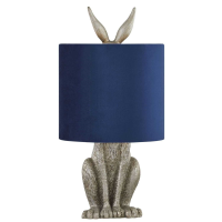 Silver Hare Table Lamp With Navy Shade