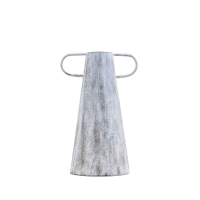 Distressed White Charlie Vase Metal Tall