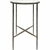 Patterdale Hand Forged Side Table Dark Bronze Finish With Glass Top