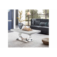 Selene Modern White Marble 130cm Coffee Sofa Centre Table On Swooping Steel Legs