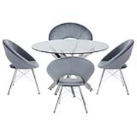 130cm Round Dining Set With 4 Grey Orb Chairs
