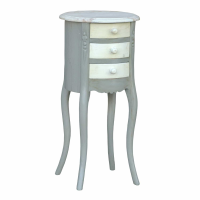 Isabella Grey White Shabby Chic 3 Drawer Bedside Cabinet