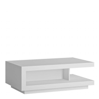 Modern Style White and High Gloss Designer Coffee Centre Table with Shelving 37x106cm